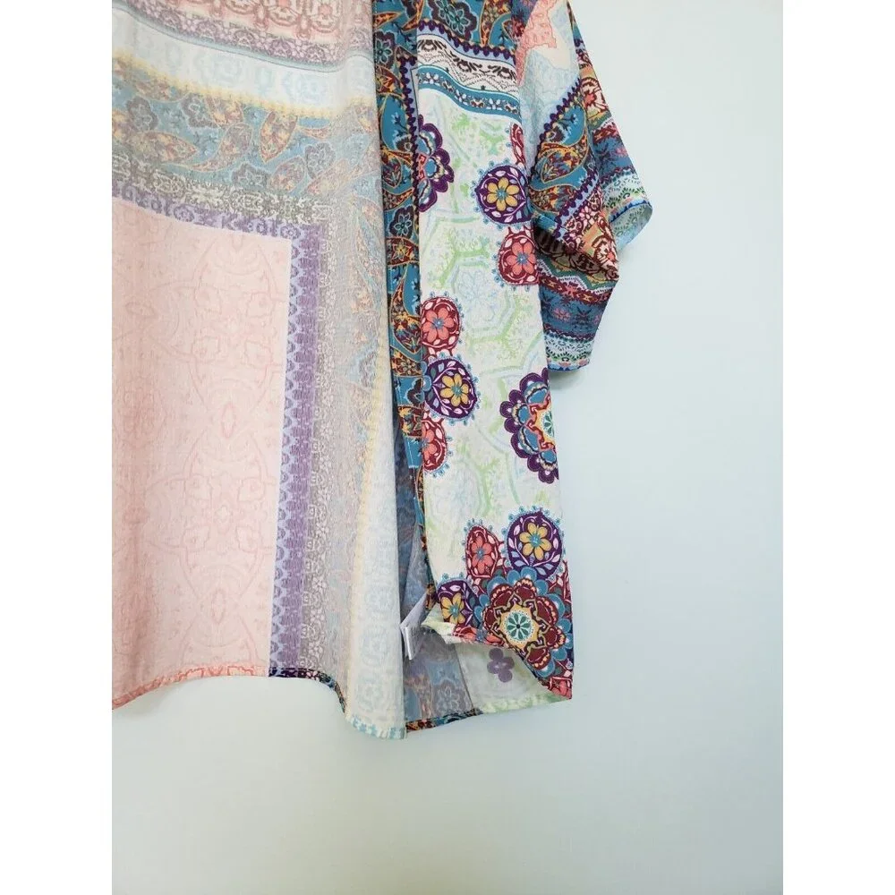 Umgee Duster Women's S Kimono Jacket  Multicolor Boho Floral Open Front - Picture 3 of 6